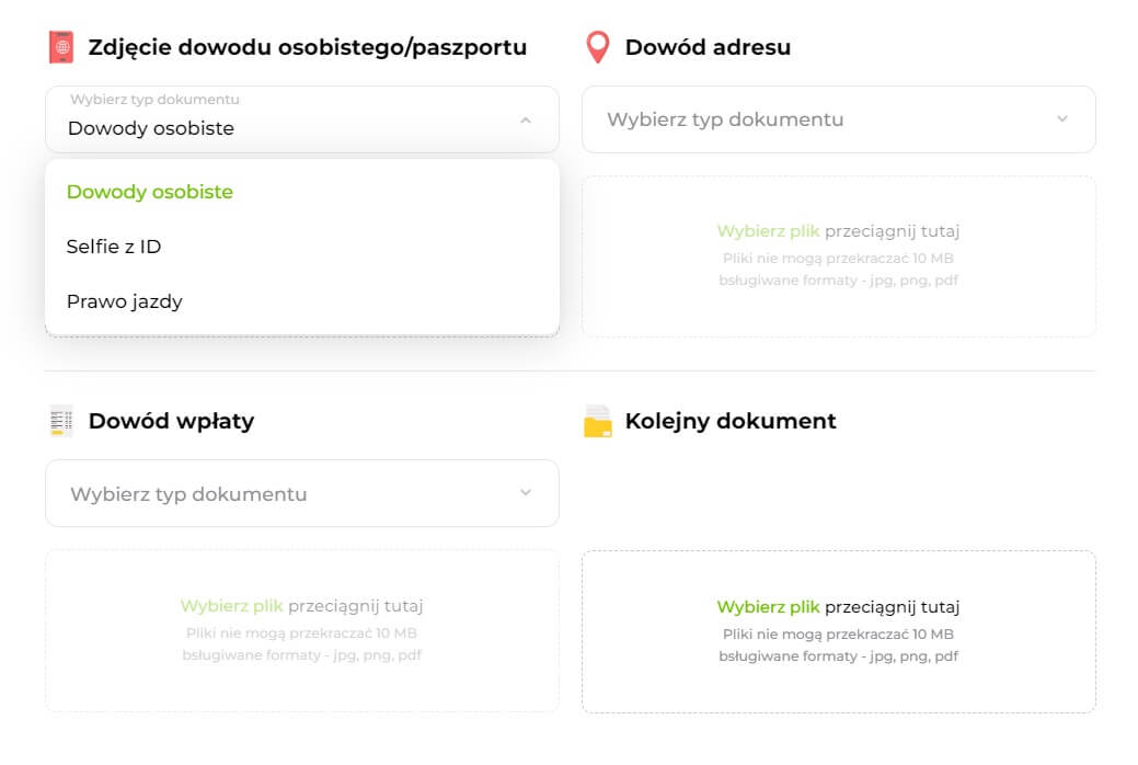 dokumenty do weryfikacji konta w kasynie online Verde